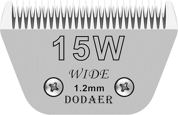 Detachable Pet Dog Grooming Blades-Size 15W Dog Grooming Wide Blade,Cutting Length 3/64" 1.2mm,Compatible with Most Andis,Oster A5,Wahl km10 Clippers