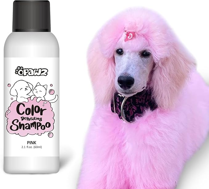 OPAWZ Color Depositing Shampoo for Dogs, Semi-Permanent Dog Hair Dye Coloring Safe Shampoo, Non-Toxic Colorwash Shampoo for Pets (Pink, 2.1 fl.oz / 60mL)