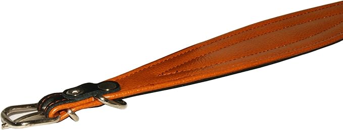 Real Leather Extra Wide Padded Tapered Dog Collar Glossy Black Greyhound Saluki Deerhound Lurcher Whippet Dachshund (11"-13" Neck; 2" Wide, Toffee)