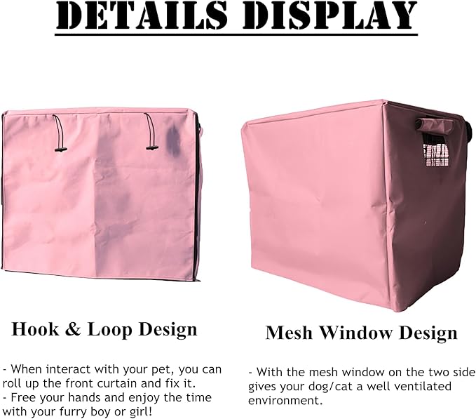 Dog Crate Cover Waterpoof Pink Pet Kennel Covers for Puppy Cat Indoor Outdoor Fit for 1 Door Wire Crate, 18.50x12.60x14.96 Inch
