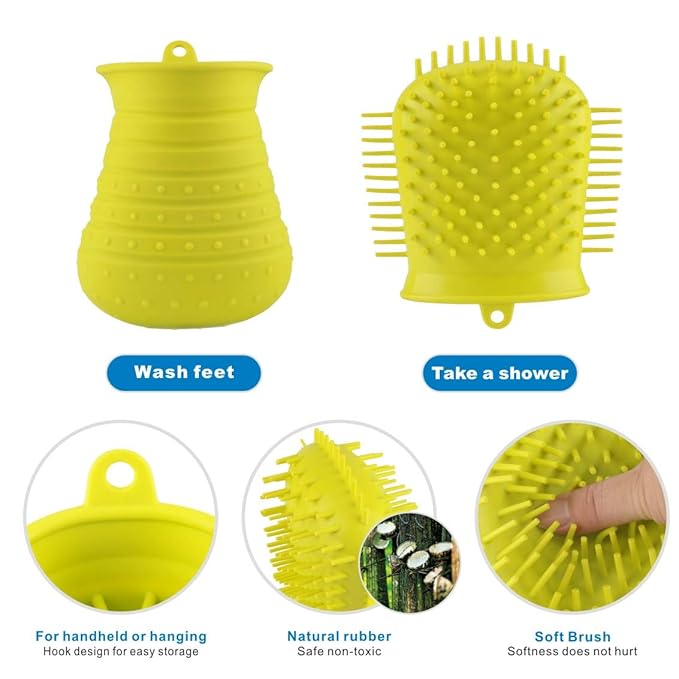 Idepet Dog Paw Cleaner Cup with Towel Pet Foot Washer Protable Dog Cleaning Brush for Puppy Cats Massage Grooming Dirty Claw (Green)