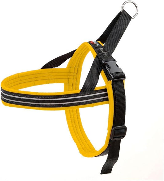 ComfortFlex Sport Harness - American Made No Pull Dog Harness Small Sized Dog - Lightweight, Padded, Reflective No Rub Harness for Walking, Running and Control - Small, Saffron Yellow