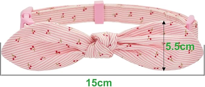 Cotton Dog Collar Soft Lightweight with Hand-Tied Knot Bow for Small Puppy Dogs.(XS, Cherry)