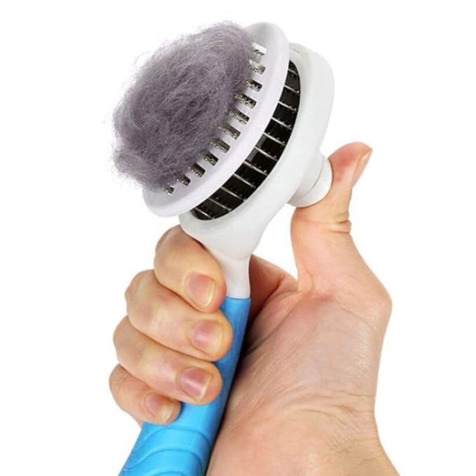 Cat Brush Remove Hair Pet Hair Removal Comb for Cats Non-slip Grooming Brush Stainless Steel Dog Combs Brushes Cat Accessories (Blue)