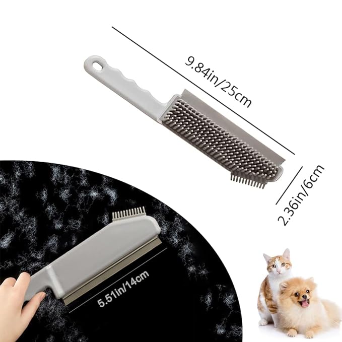 Pet Hair Removal Brush, Pet Hair Remover, 3 in 1 Mirror Cleaning Brush with Scratch Free Rubber Bristles and Handle, Ideal for Cars, Seats, Sofa, Carpets, yard, Removes Hair from Surfaces