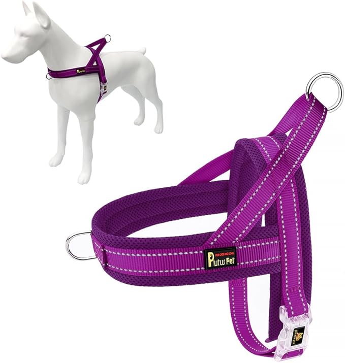Plutus Pet No Pull Dog Harness with Breathable Mesh Padded, Adjustable Reflective Escape Proof Dog Harness, Quick Fit Dog Vest Harness for Small Medium Large Dogs(XL, Purple)