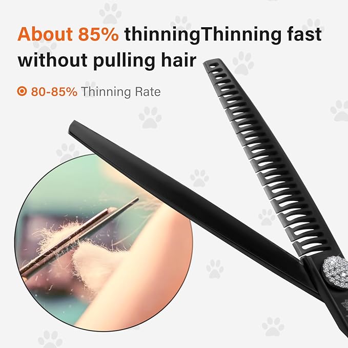 Dog Grooming Chunker Scissors 440C Stainless Steel – Professional Pet Thinning Shears for Dogs & Cats, Texturizing Chunking Grooming Tools, 7 Inch