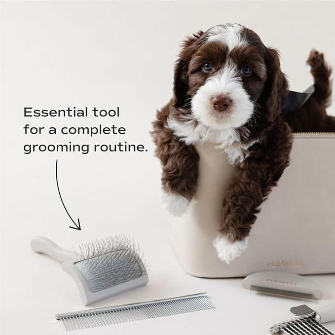 Slicker Brush for Professional and Luxury Dog Grooming to Prevent Matting with Dense and Extra Long Stainless Steel Pins (Goldendoodles, Labradoodles, Poodles)