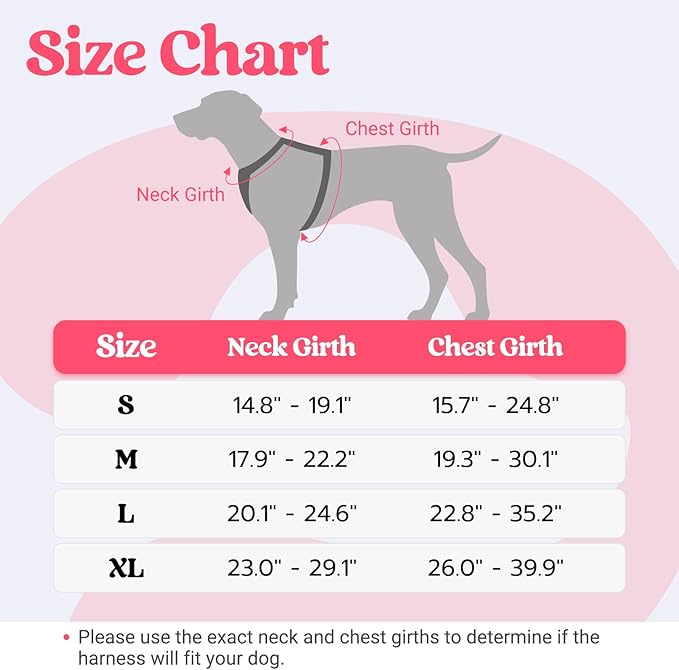 rabbitgoo Dog Harness Medium Sized, No Pull Pet Harness with Soft Padded Handle, Adjustable Reflective Vest with 3 Buckles, Easy Walking Harness with 2 Leash Clips, Pink, M