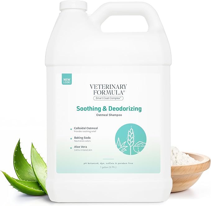 Veterinary Formula Smart Coat Complex Soothing and Deodorizing Oatmeal Shampoo for Dogs, 128 Fl oz – Baking Soda Eliminates Odors, Aloe Vera & Oatmeal Cleanse and Hydrate Skin – Long-Lasting Fragrance