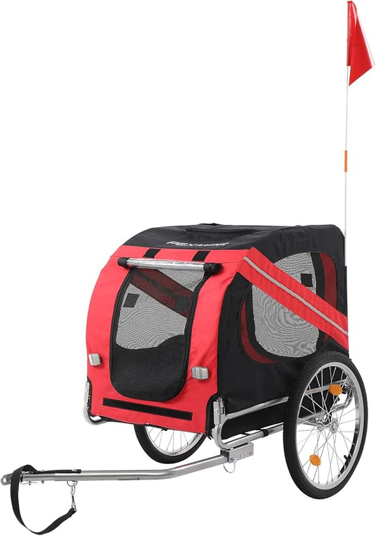 PEXMOR Dog Bike Trailer, Folding Pet Dog Trailer Cart for Bicycle, Bike Cargo Wagon Carrier w/Universal Hitch & 20" Wheel