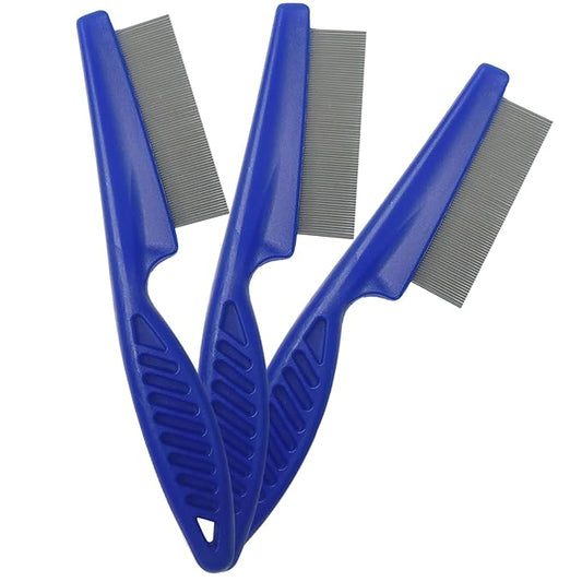 Kopal Flea Combs & Lice Combs for Dogs and Cats, Fine Tooth 3-pc, Blue