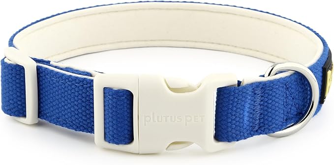 Plutus Pet Cotton Dog Collar, Heavy Duty Collar with Soft Padding, Adjustable and Comfortable for Small Medium and Large Dogs, Royal Blue, XS