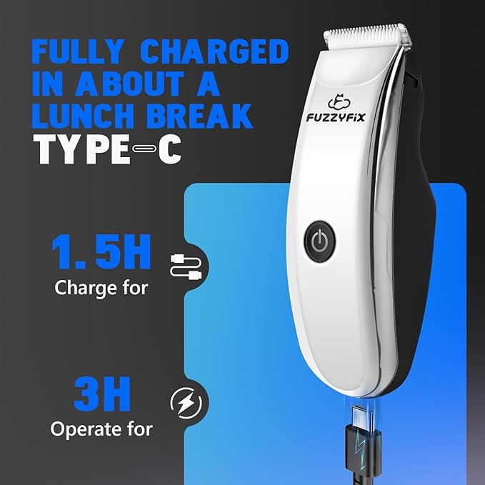 Pet Grooming Clippers for Matted Hair Cat, Trimmer for Low Noise, Waterproof Portable USB Rechargeable Professional Cat Cippers for Dogs and Cats Eyes, Ears, and Paws Silver
