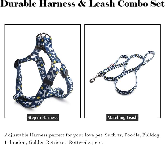 QQPETS Dog Harness Leash Set Adjustable Heavy Duty No Pull Halter Harnesses for Small Medium Large Breed Dogs Back Clip Anti-Twist Perfect for Walking (L(23"-32" Chest Girth), Bone)