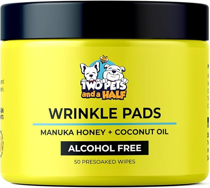 Wrinkle Wipes for French Bulldog, English Bulldog & Pug -100% Organic Extracts Dog Wrinkle Wipes to Soothe Wrinkles- Dog Face Wipes Cleaning Alcohol Free- Say Bye to Rash w/ Wrinkle Paste For Bulldogs