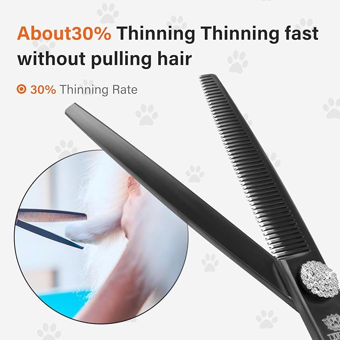 7” Dog Grooming Thinning Scissors – Professional Pet Shears for Dogs & Cats, Sharp 440C Stainless Steel Blades, Precise Texturizing & Blending for Groomers