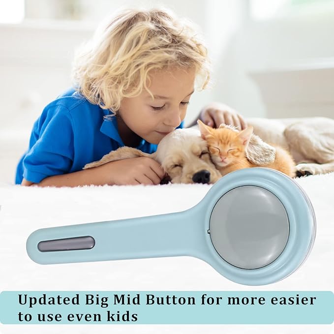 itPlus Pet Grooming Self-Cleaning Hair Brush for Dogs & Cats, Indoor Cats Slicker Brush, Short & Long Hair, Shedding & Undercoat Removal Tool for Kittens & Cats, Blue