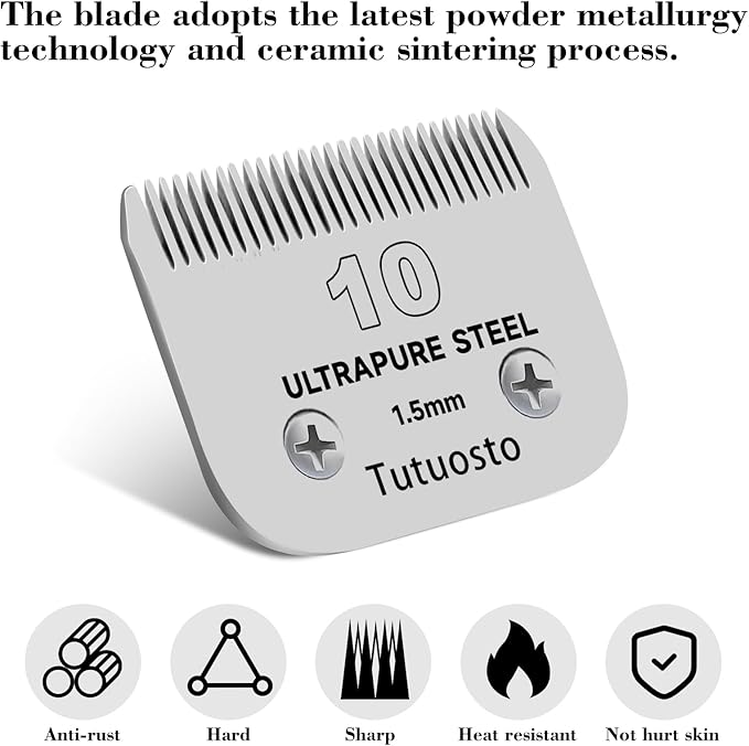 Size 10/5FC Clipper Blades Pet Grooming Clipper Replacement Blades Detachable Blade Compatible with andis/wahl/Oster Dog Clippers