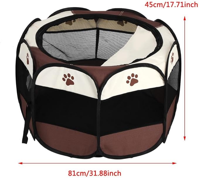 Pet Cat Dog Portable Foldable Cage Exercise & Play Tent Mesh Cover Indoor/Outdoor Use(Red)