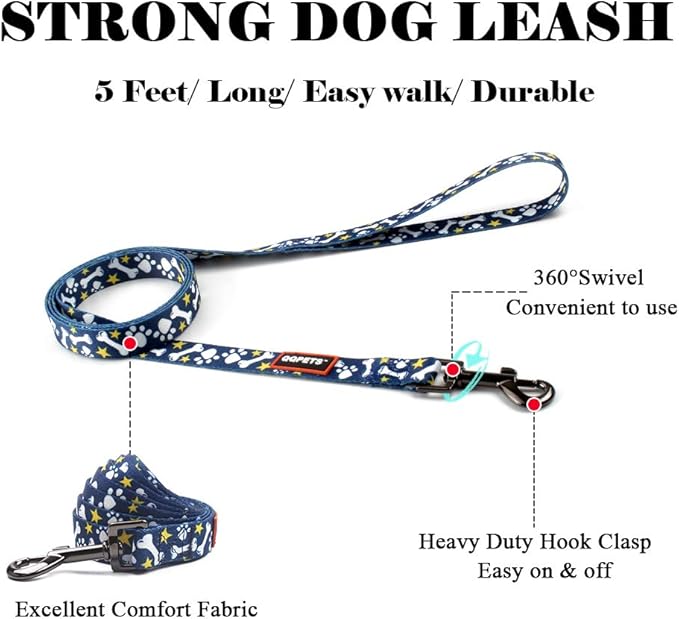 QQPETS Dog Harness Leash Set Adjustable Heavy Duty No Pull Halter Harnesses for Small Medium Large Breed Dogs Back Clip Anti-Twist Perfect for Walking (M(19"-26" Chest Girth), Bone)
