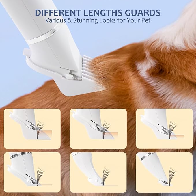 4 in 1 Dog Grooming Kit - Dog Clippers, Rechargeable, Low Noise - Multi-Functional for Hair on Pets Toes Hair Repair on face Around Ears and toenail Grinding