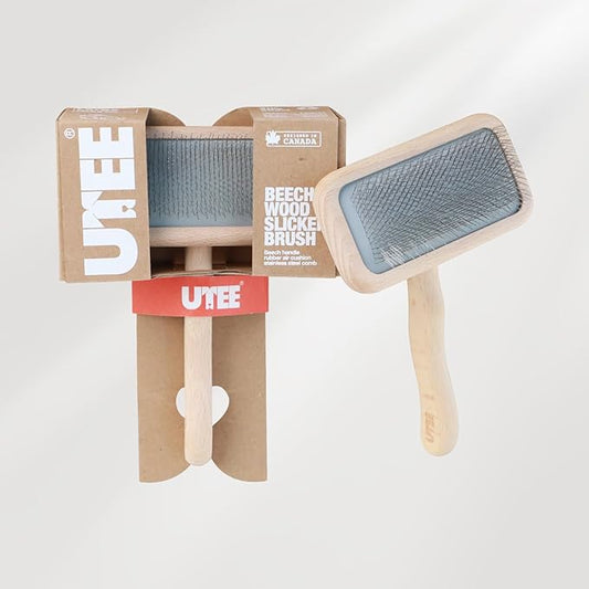 Slicker Brush Groom Like a Professinal Stainless Steel Pins, Lightweight Beech Wood Body, Ground and Polished Tips, Large Pet Bruch