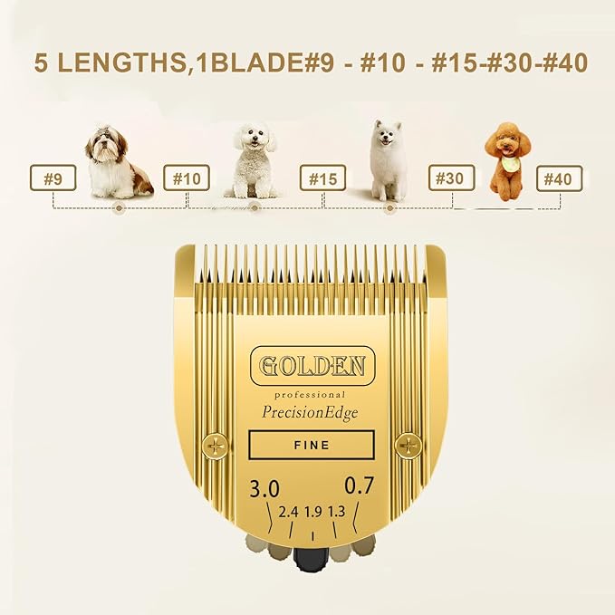 Adjustable 5 in 1 Blades Compatible with WAHL Arco,Bravura .Chromado，Creativa，Figura Dog Clippers for Dogs Grooming(Gold/3PC)