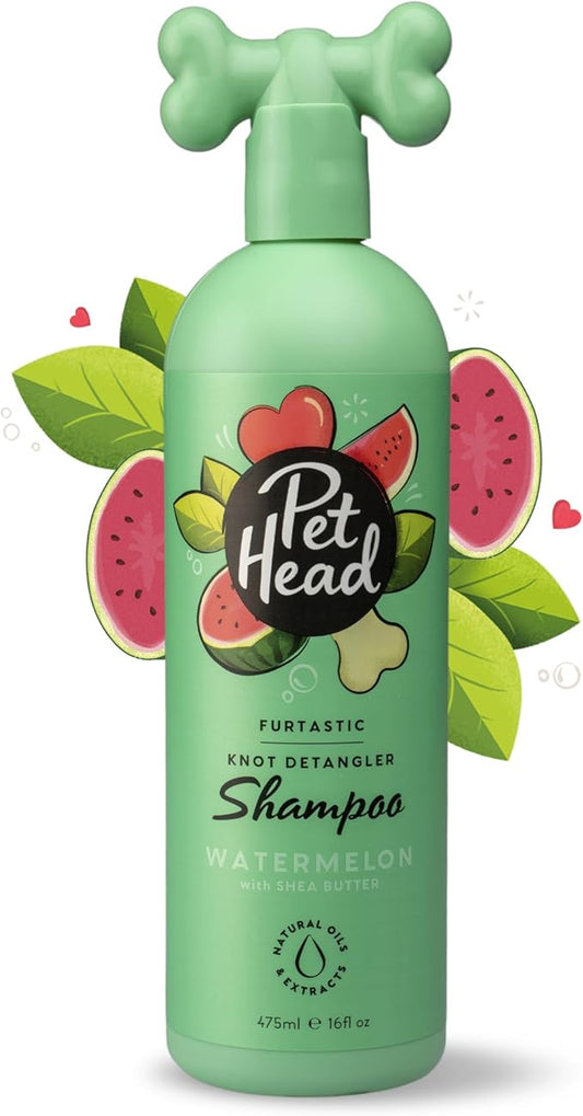 Furtastic Dog Shampoo | Watermelon Scent | Dog Shampoo for Smelly Dogs | Knot Detangler | Care for Long, Tangly Curls & Coats | Vegan | Gentle Formula for Puppies | Made in USA | 16 fl. oz.
