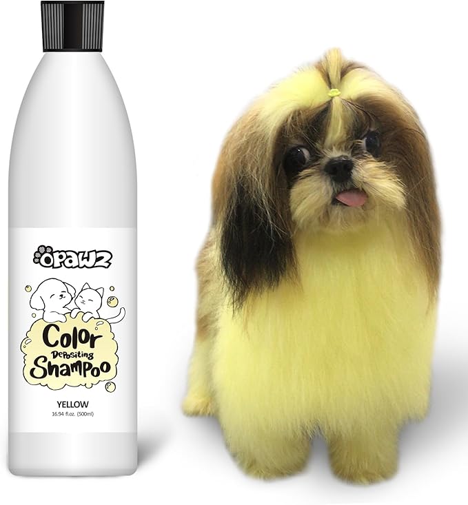 OPAWZ Color Depositing Shampoo for Dogs, Semi-Permanent Dog Hair Dye Coloring Safe Shampoo, Non-Toxic Colorwash Shampoo for Pets (Yellow, 16.94 fl.oz / 500mL)
