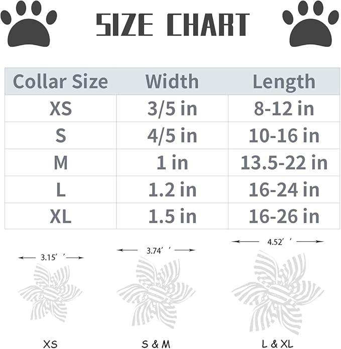 Lionet Paws Patriotic Female Dog Collar with Flower, 4th of July, Soft and Comfortable Adjustable American Flag Collar for Dogs, Medium, Neck 13.5-22 inches