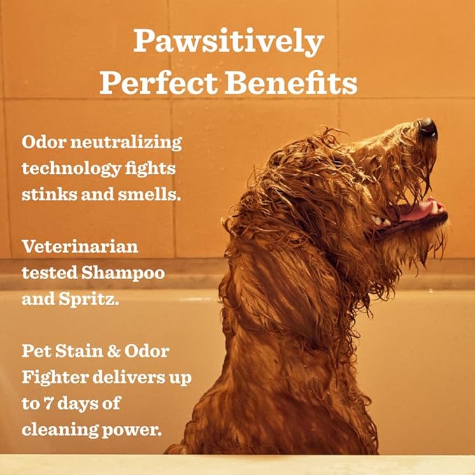 Mrs. Meyer's Clean Day Dog Care Kit, Includes 3in1 Dog Shampoo - White Peach, Dog Deodorizing Spritz - White Peach and Pet Stain & Odor Fighter - Coconut Leaf