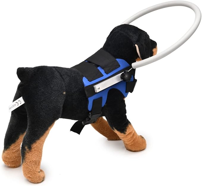 GabeFish Ring Harness for Blind Dog, Adjustable Blind Dog Ring, Blind Dog Accessories, Bumper Guards for Blind Dogs Blue Medium
