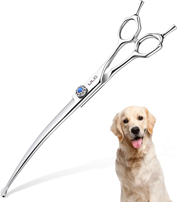 ULG Curved Thinner Dog Shears for Grooming - Ergonomic Dog Grooming Shears Sharp Curved Blender Dog Scissors for Grooming 440C Stainless Steel Grooming Scissors Professional Pet Shears