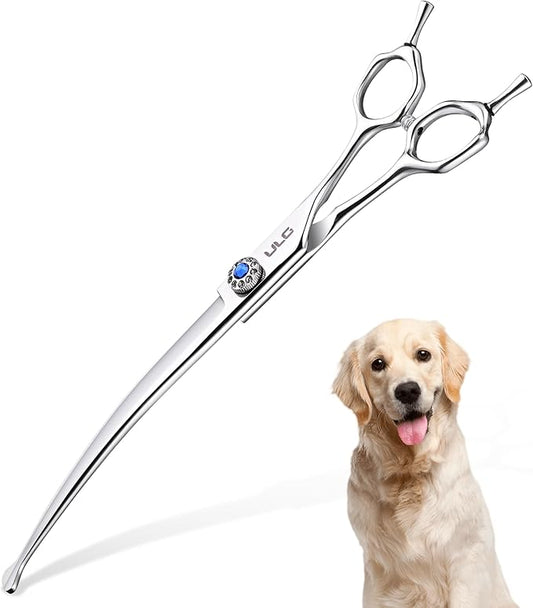 ULG Curved Thinner Dog Shears for Grooming - Ergonomic Dog Grooming Shears Sharp Curved Blender Dog Scissors for Grooming 440C Stainless Steel Grooming Scissors Professional Pet Shears