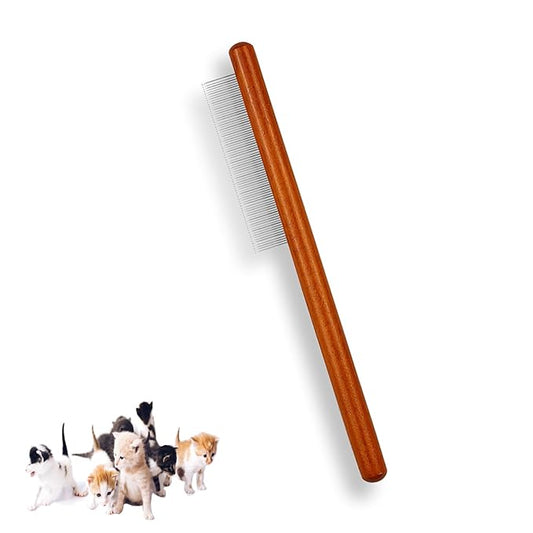 Solid Wooden Puppy Grooming Brush, Pet Flea Lice Comb, Stainless Steel Teeth Massage Comb for Cat Dog Rabbit, Loose Fur for Shih Tzus, Yorkies, and Maltipoos, Small Medium Pets