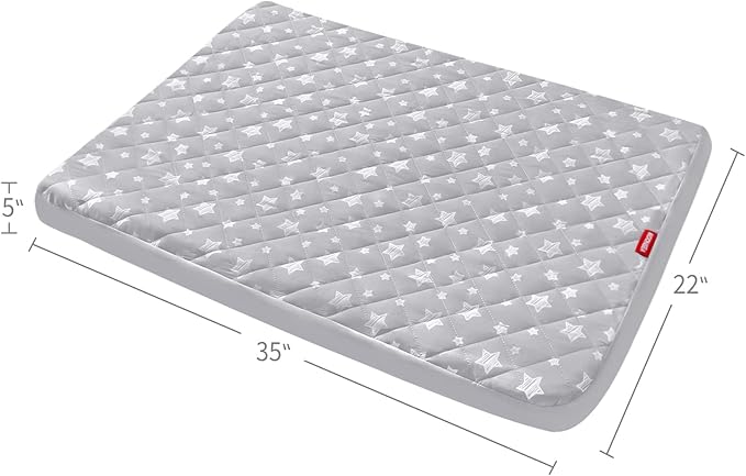 Dog Bed Covers Replacement Washable Pet Hair Easy to Remove, Waterproof Dog Bed Covers Noiseless Quilted, Pet Bed Cover Lovely Grey Star Print, Puppy Bed Cover 22x35 Inches, for Dog/Cat, Cover Only