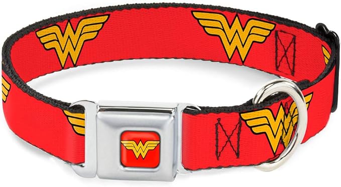 Buckle-Down Seatbelt Buckle Dog Collar - Wonder Woman Logo Red - 1.5" Wide - Fits 13-18" Neck - Small