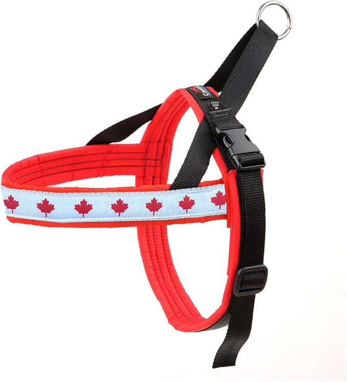 ComfortFlex Sport Harness - American Made No Pull Canadian Flag Teacup Dog Harness - Lightweight, Padded, No Rub Harness for Walking, Running and Control - Petite, Canadian Patriot