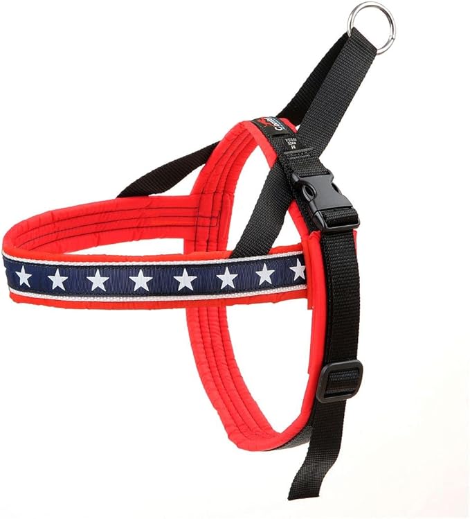 ComfortFlex Sport Harness - American Made No Pull Patriotic Teacup Dog Harness - Lightweight, Padded, No Rub Harness for Walking, Running and Control - Petite, The Patriot