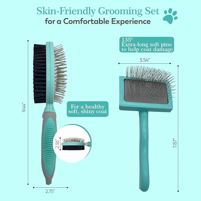 Dog Slicker Brush For Grooming Pet Hair, Best Brushes For Golden & Poodle, Skin Friendly Deshedding Grooming Tool For Dogs, Long Short Haired Brushes For Dogs & Cats, Pet Double Sided Pin Brush