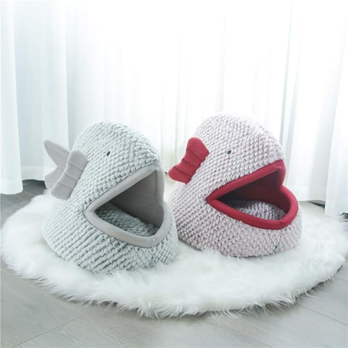 La La Pet® Plush Cat Bed Cave Calming Washable Pet House Bed Selfwarming Pet Bed Foldable Cat Sleep Tent Dog Nest Soft Puppy House Bed for Cats and Small Dogs(Red,L)