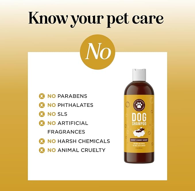 Soothing Oatmeal Shampoo for Dogs - Cleansing and Moisturizing Aloe & Oatmeal Dog Shampoo for Smelly Dogs of all Ages & Breeds - Gentle Sulfate and Paraben Free Dog Wash Made in USA (Sweet Cherry)