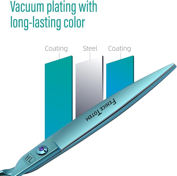 Dog Grooming Scissors: Blueish Green 7 inch Pet Straight Shears Made Of Japanese 440C Advanced Stainless Steel Professional Grooming Scissors for Dogs Cats and Other Pets