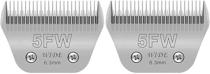 Wide Blades for Dog Grooming Blades Compatible with Andis,Oster A5,Wahl km10 Dog Clippers Stainless Steel Blades Blades for Animal Dog,Cat,Horse, (#5FW(6.3mm)/2PCS)