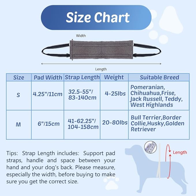Dog Slings for Small Dogs, Dog Lift Hamess for Hind Leg Support for Elderly Dog, Injured Dog, Arthritis ACLRehabilitation Up Down Stairs