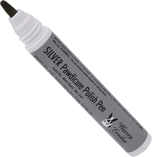Warren London Pawdicure Dog Nail Polish Pens | Made in USA | Quick Dry, Low Odor, Non-Toxic Dog Accessories | Ideal for Dog Birthday, Dog Costume | 13 Colors | Silver