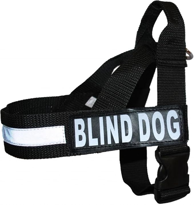 Blind Dog Nylon Strap Service Dog Harness No Pull Guide Assistance Comes with 2 Reflective Blind Dog Removable Patches. Please Measure Your Dog Before Ordering.