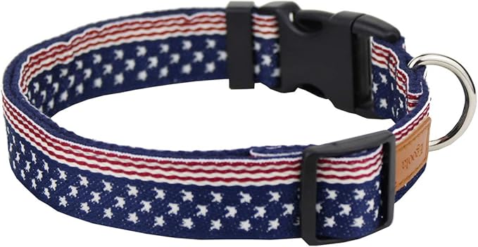 American Flag Dog Collars Adjustable Basic Dog Collar Soft Comfortable Pet Collar (S)