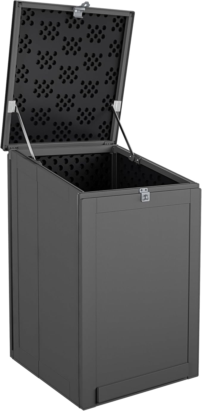 COSCO BoxGuard Large Outdoor Storage Box, Lockable Package Delivery and Storage Solution, 6.3 Cubic ft, Black/Charcoal